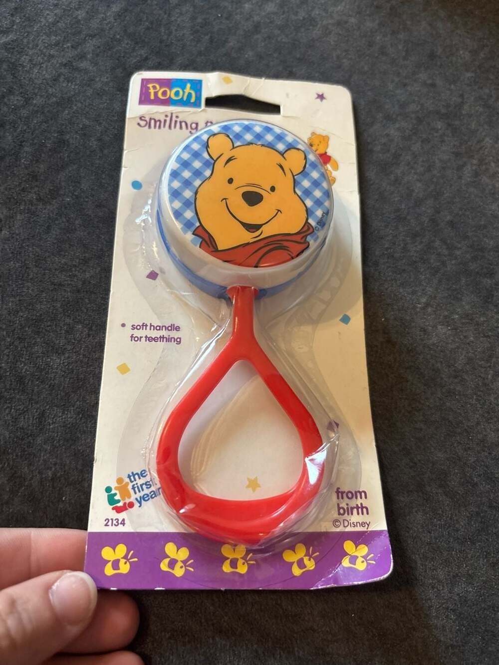 Vintage 1995 The First Years Disney Winnie the Pooh Smiling Rattle, Model 2134